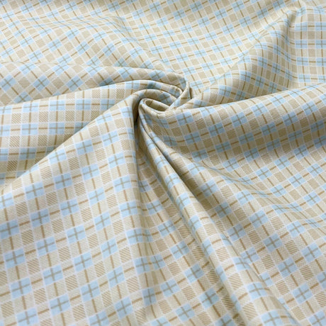 Peaceful Garden Lattice Fabric in Taupe & Blue by Mary Jane Carey | Henry Glass Quilting Fabric