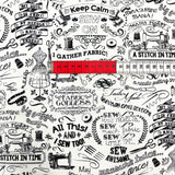 Sewing Words Fabric by Timeless Treasures, Cotton Quilting, Gail C3417