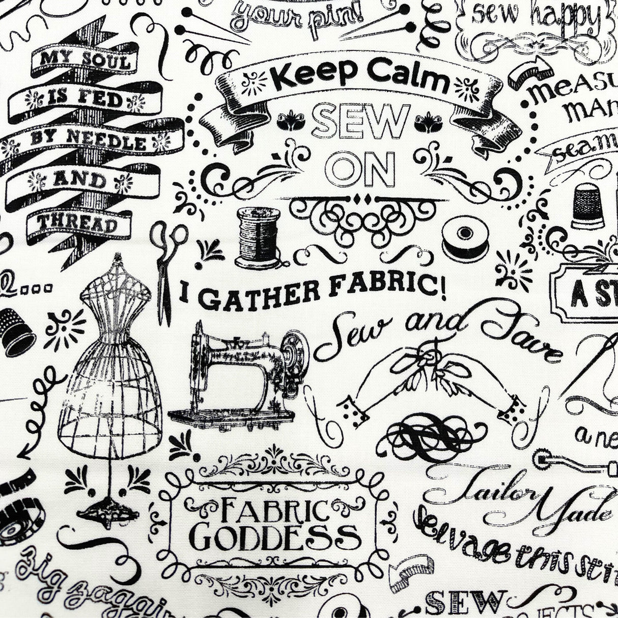 Sewing Words Fabric by Timeless Treasures, Cotton Quilting, Gail C3417