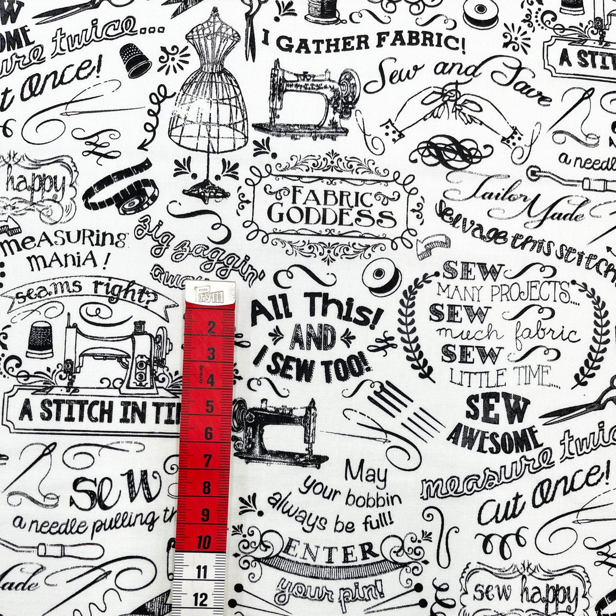 Sewing Words Fabric by Timeless Treasures, Cotton Quilting, Gail C3417