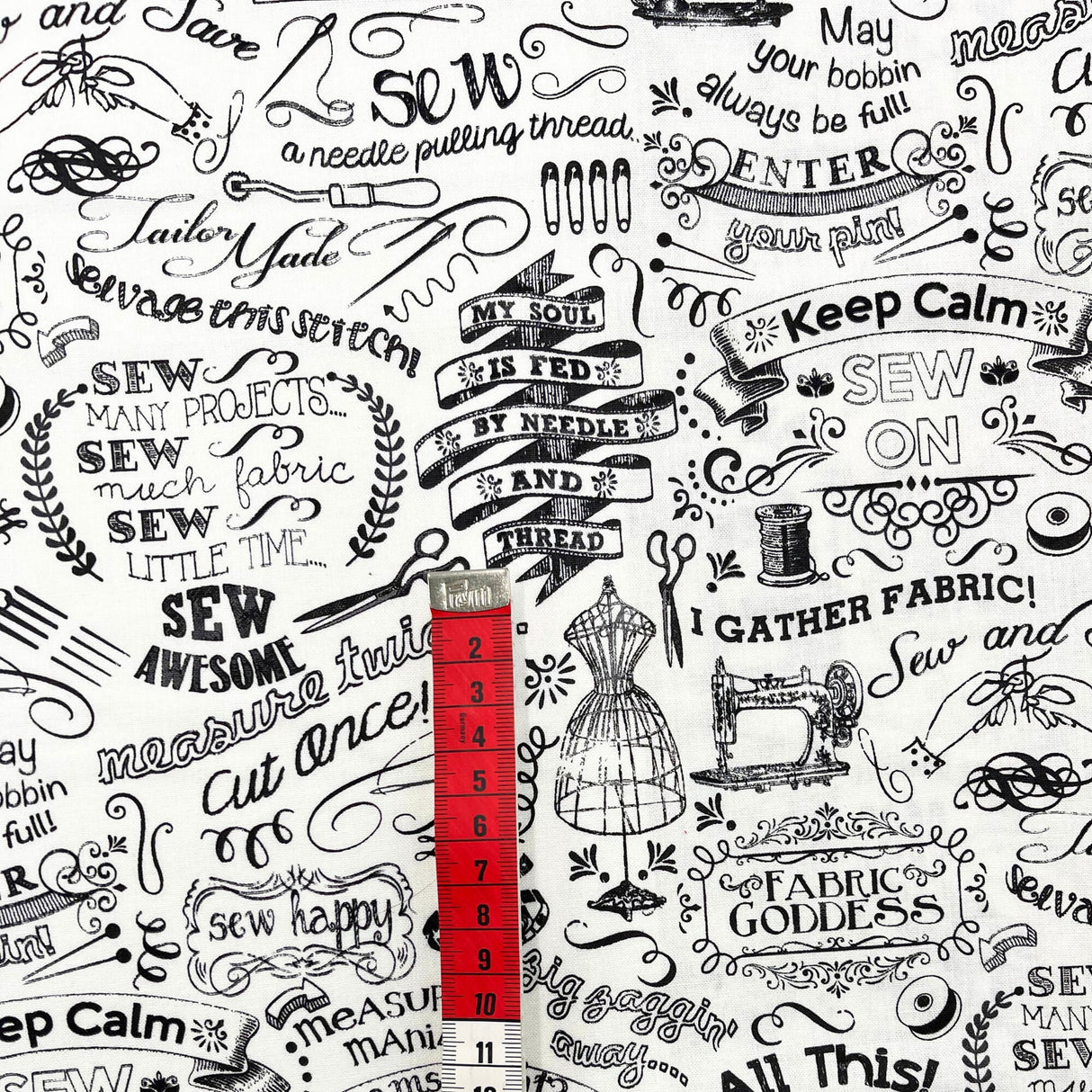 Sewing Words Fabric by Timeless Treasures, Cotton Quilting, Gail C3417