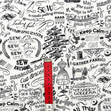 Sewing Words Fabric by Timeless Treasures, Cotton Quilting, Gail C3417