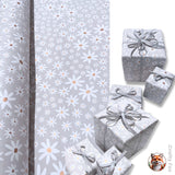 Valentines Gift wrapping paper, Daisy Grey Floral - Elegant 80gsm Wrapping Solutions | 60cm Wide