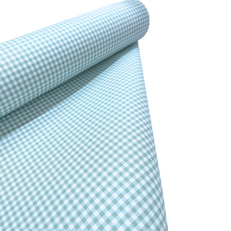 Gingham Seafoam Gift Wrapping Paper 80gsm - Eco-Friendly 60cm Wide