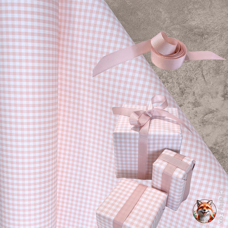Eco-Friendly Valentines Day Paper Gingham Champagne Gift Wrap Paper 80gsm | Wrapping Paper