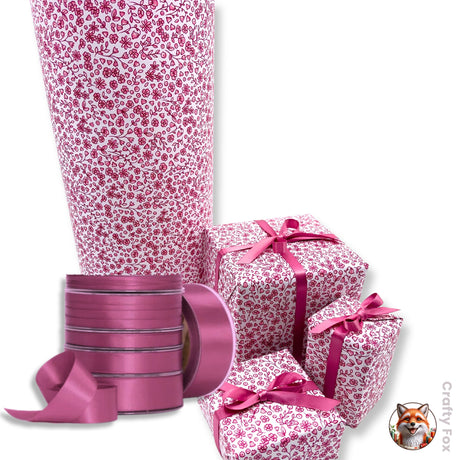 Pink Posy Floral Gift Wrapping Paper Cottagecore Valentines Gift paper - Elegant 80gsm Wrap Solutions