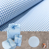Eco-Friendly Gingham French Blue Gift Wrapping Paper - 80gsm, 60cm Wide
