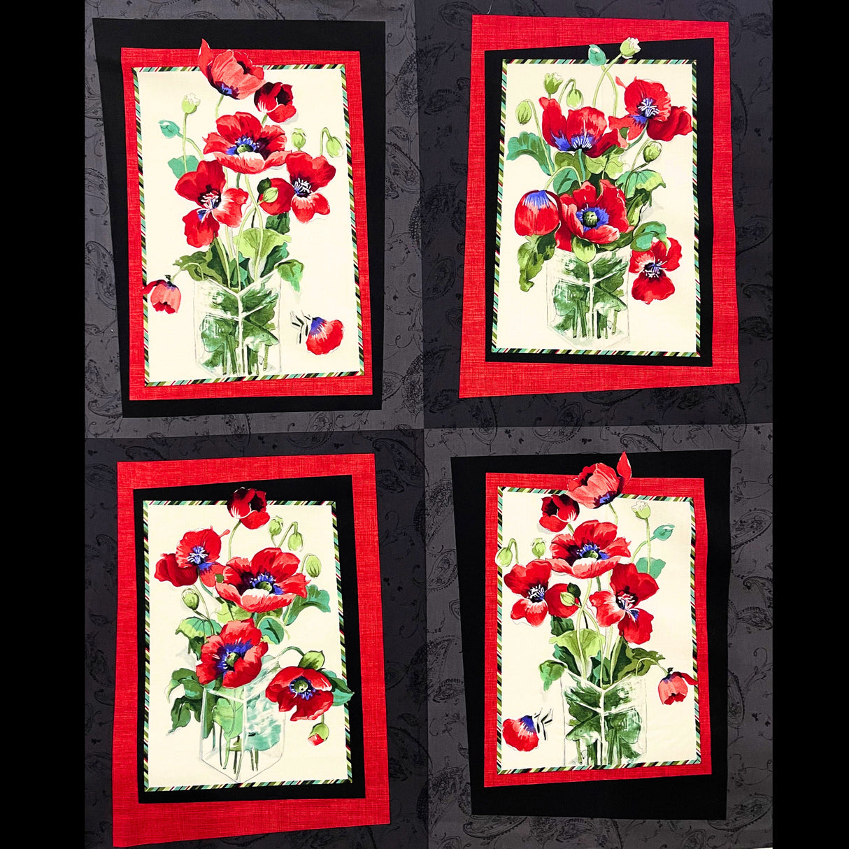Fresh Cut Poppies Panel Fabric by Michele D' Amore | Timeless Treasures TT4723-PANEL