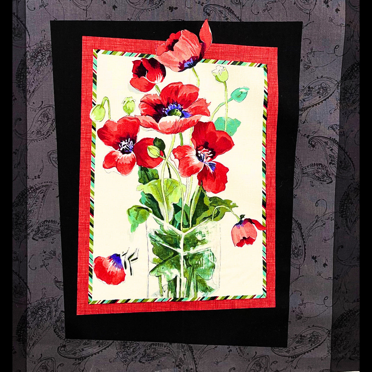 Fresh Cut Poppies Panel Fabric by Michele D' Amore | Timeless Treasures TT4723-PANEL