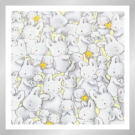 Bunnies by the bay Timeless Treasure Grey Bunnies Cotton Fabric. TT-C6492