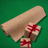 Candy Cane Ginger Red Gift Wrapping Paper – 80gsm, 60cm Wide | Festive Christmas Wrap