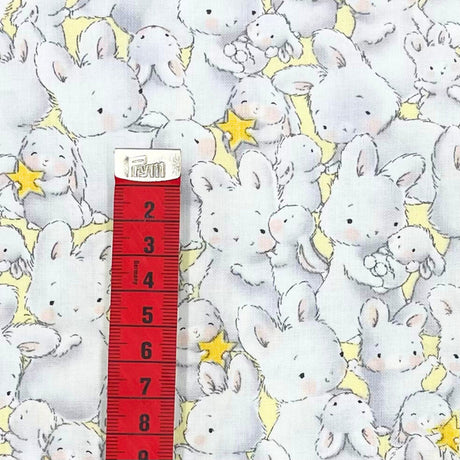 Bunnies by the bay Timeless Treasure Grey Bunnies Cotton Fabric. TT-C6492