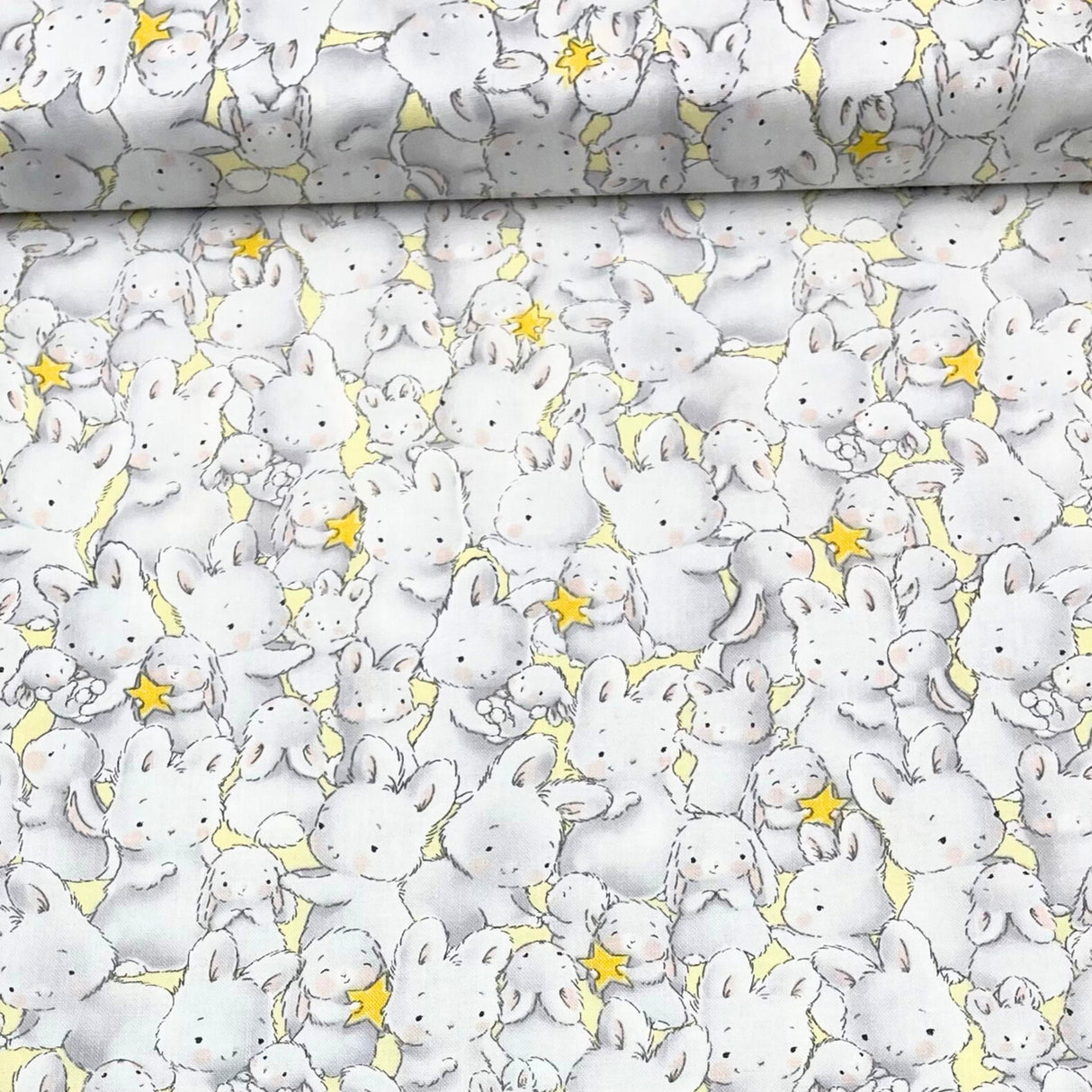 Bunnies by the bay Timeless Treasure Grey Bunnies Cotton Fabric. TT-C6492