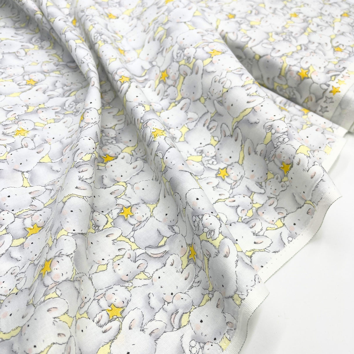 Bunnies by the bay Timeless Treasure Grey Bunnies Cotton Fabric. TT-C6492