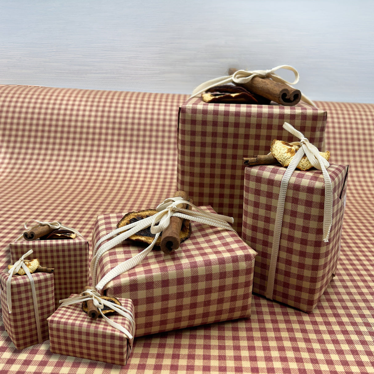 Gingham Spice Red Gift Wrap Paper 80gsm | Eco-Friendly Wrapping Paper 60cm Wide