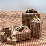 Gingham Spice Red Gift Wrap Paper 80gsm | Eco-Friendly Wrapping Paper 60cm Wide
