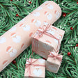 Santa Blush pink Christmas gift wrapping paper with Santa face design