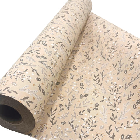 Foliage Latte Gift Wrapping Paper | Eco-Friendly, 80gsm, 60cm Wide