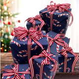 Candy Cane Navy Gift Wrapping Paper – Festive Christmas Wrap | Eco-Friendly & High-Quality 80gsm Paper