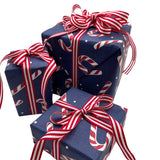 Candy Cane Navy Gift Wrapping Paper – Festive Christmas Wrap | Eco-Friendly & High-Quality 80gsm Paper