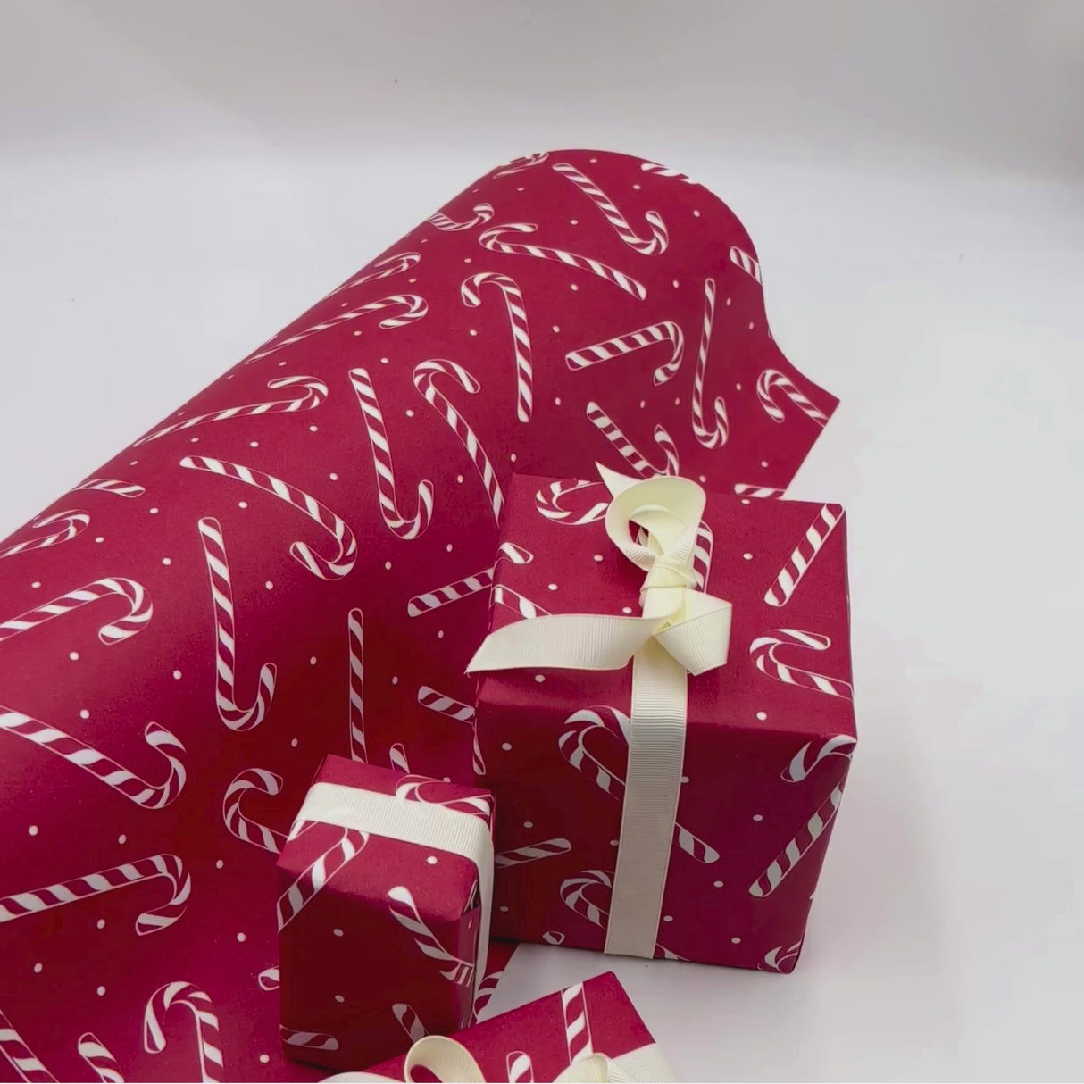 Candy Cane Red Gift Wrapping Paper – 80gsm, 60cm Wide | Festive Christmas Wrap