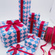 Checkerboard Gift Wrapping Paper – Electric Blue & Pink