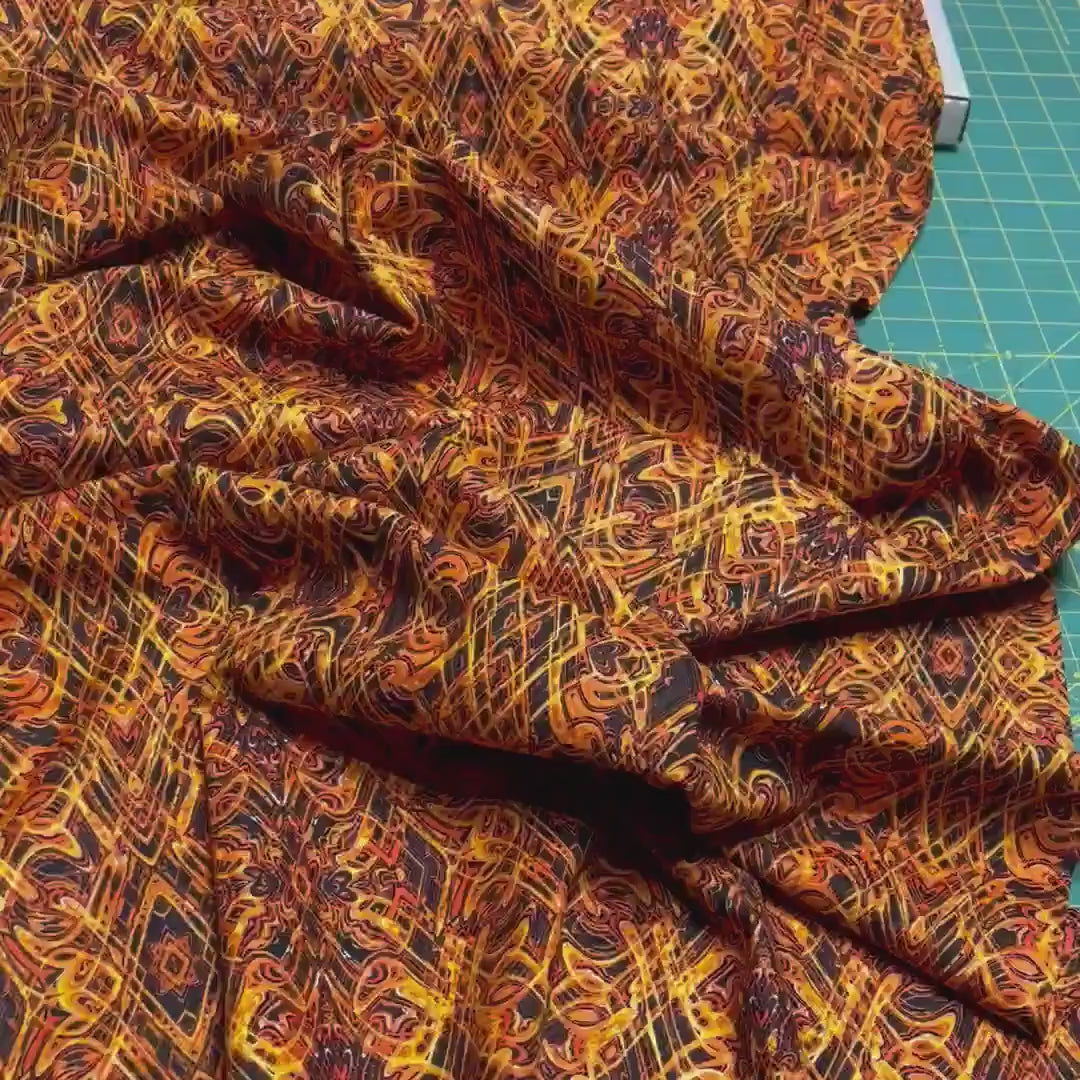 Kismet Orange swirl fabric Geometric Quilt fabric Paula Nadelstern for Benartex BT1774-28