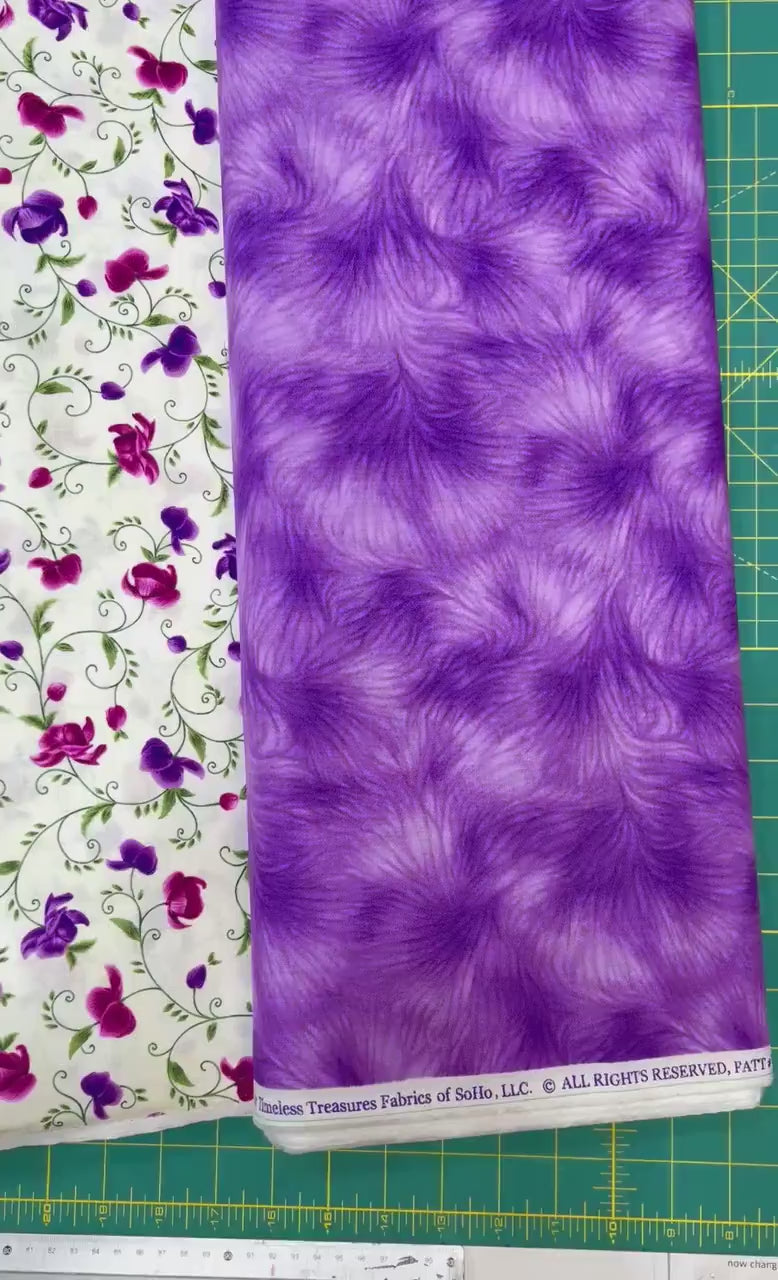 Orchid Border Magenta fabric EOB by Timeless Treasures C3210