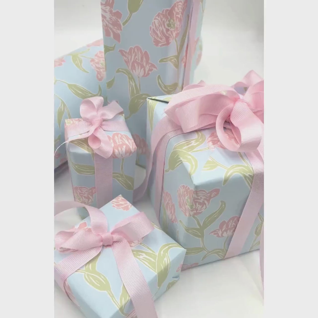 Valentines Day Tulips Gift Wrapping Paper, 80gsm, 60cm Wide, with Optional Ribbon