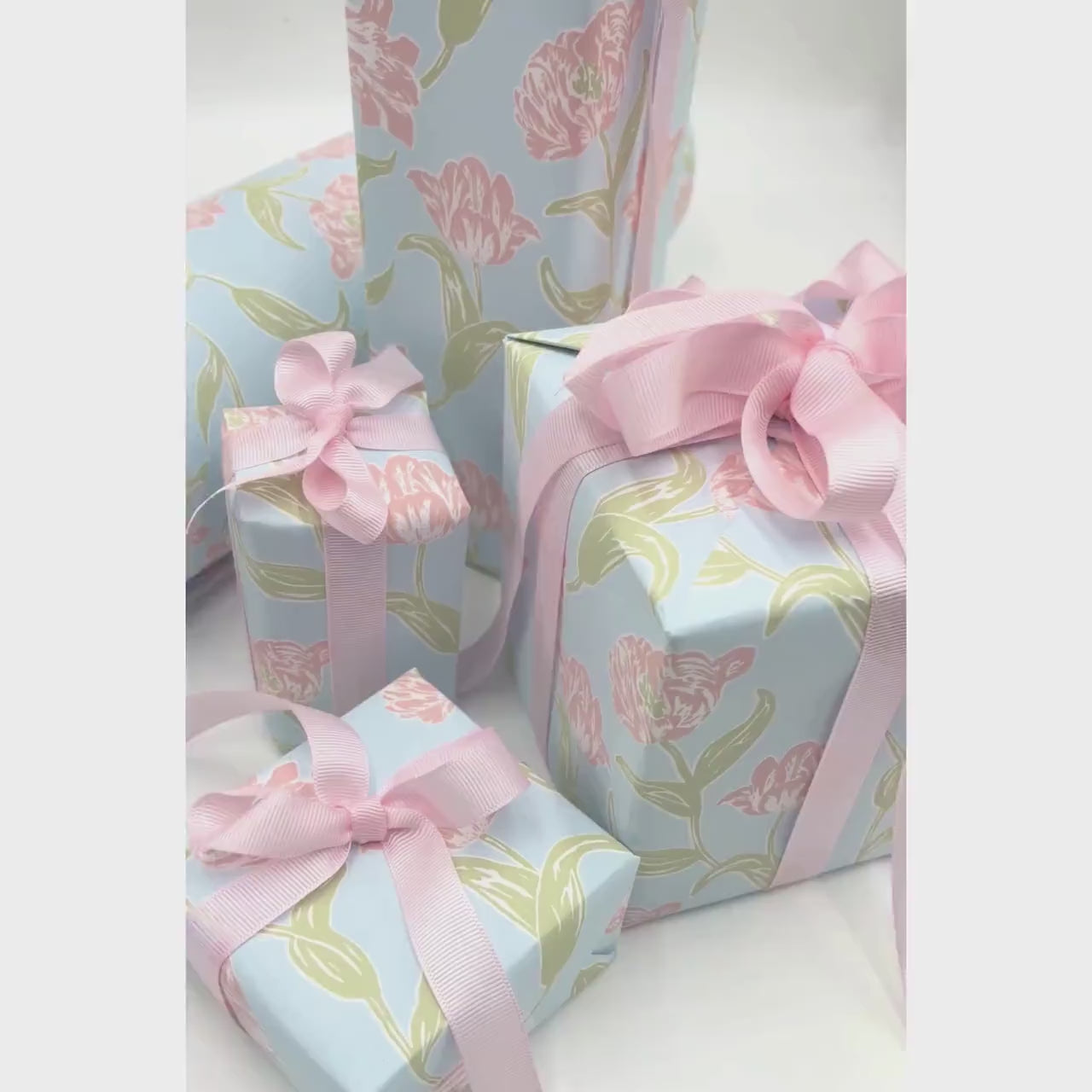 Valentines Day Tulips Gift Wrapping Paper, 80gsm, 60cm Wide, with Optional Ribbon