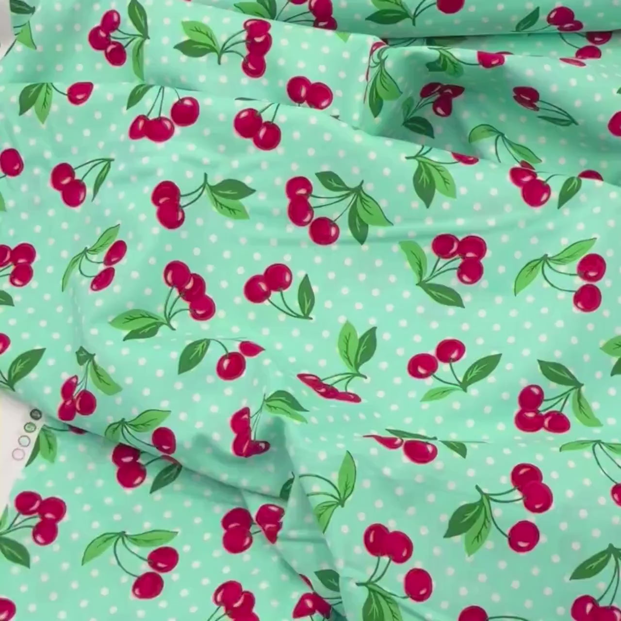 Cherry fabric, Red cherries, Cherry Dot, Cotton, Quilting, Michael Miller MM-CX6561Mint