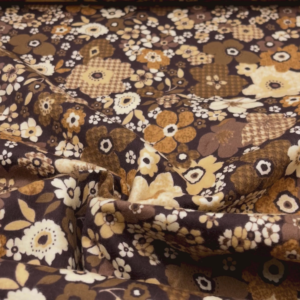 Tailor Brown Floral Fabric – Luxurious Soft Flannel – Timeless Treasures TT.CF7969.Brown