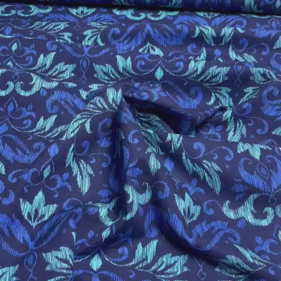 Blooming Damask Blue Cotton Quilting fabric Michael Miller Fabrics MM6904-Blue