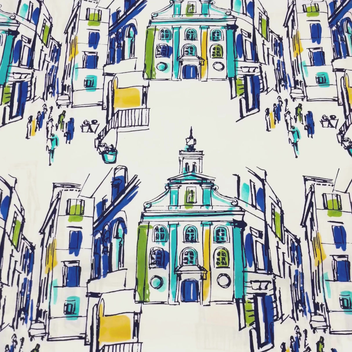 On the Town Fabric – Blue, 100% Cotton Quilting Fabric by Michael Miller