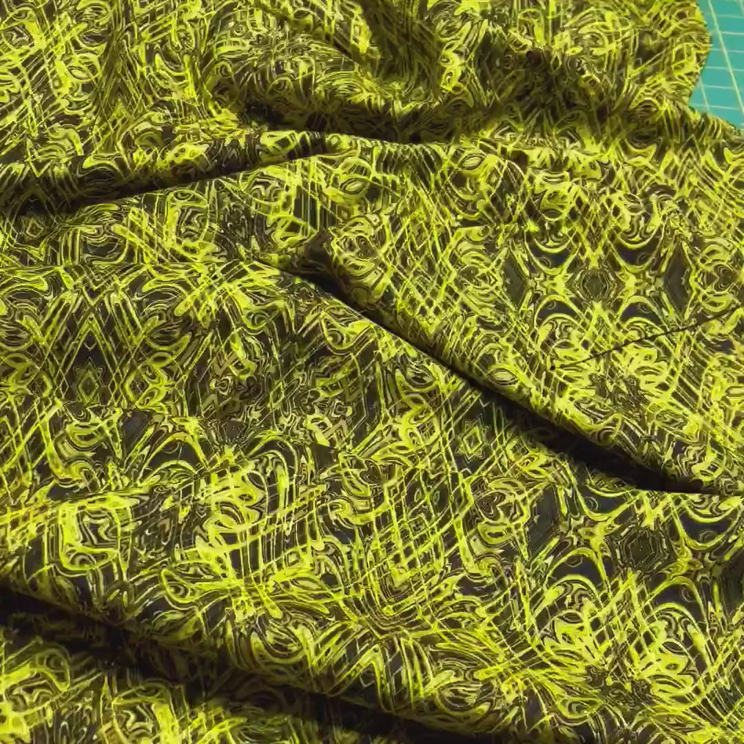 Kismet Yellow Black Swirl fabric Geometric Quilt fabric Paula Nadelstern for Benartex BT1774-44