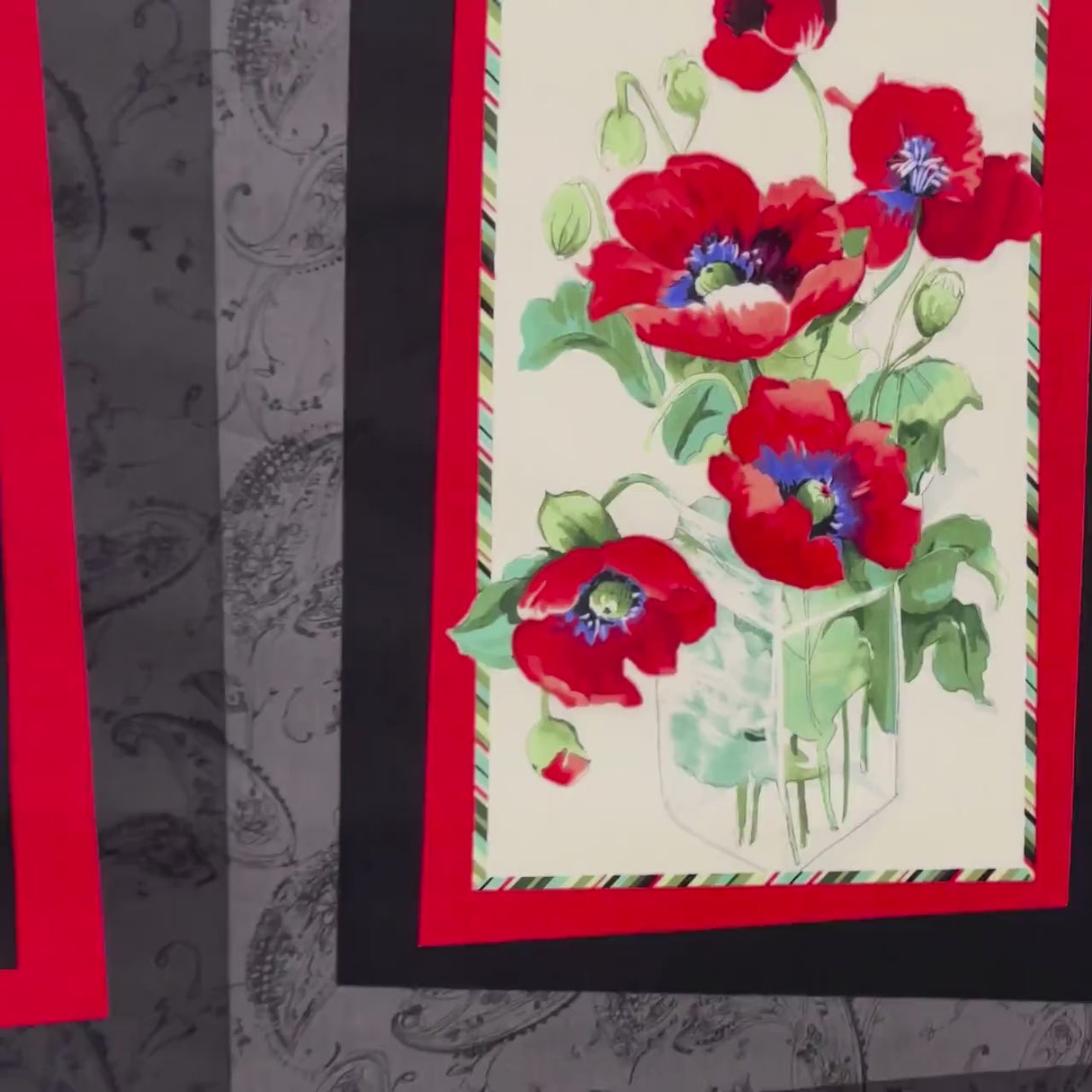 Fresh Cut Poppies Panel Fabric by Michele D' Amore | Timeless Treasures TT4723-PANEL