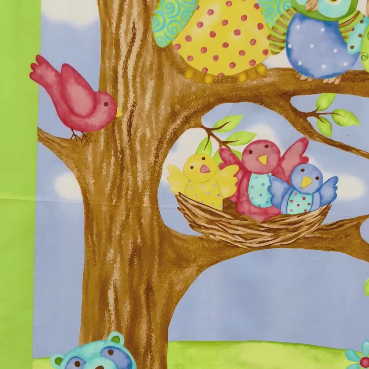 Woodland Friends Fabric Panel, Rare by Debi Hron | Baby Cot Quilt & Nursery Decor