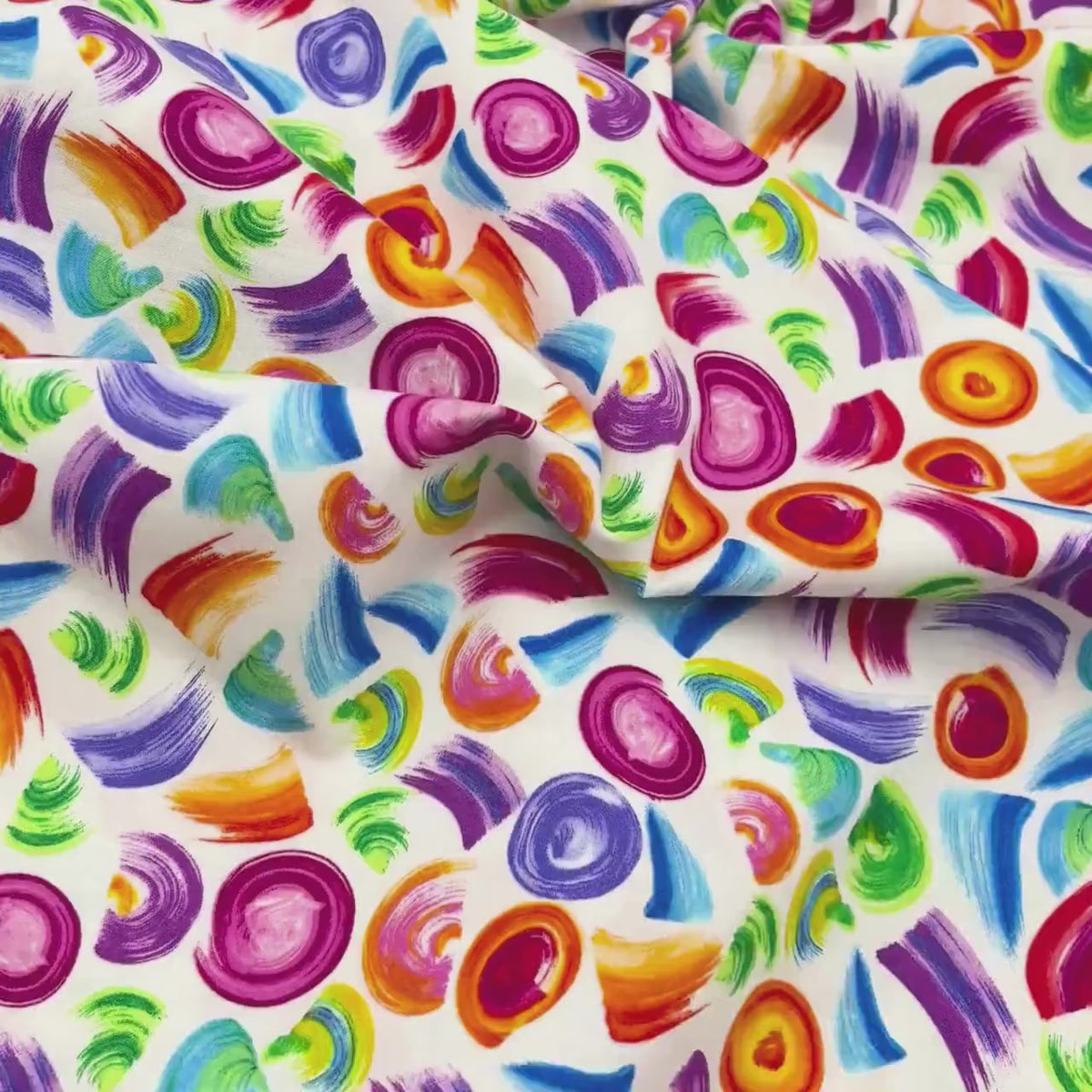 All About Color, Cotton Quilting fabric, multi colour brush strokes on Cream background, Benartex BT8669-09