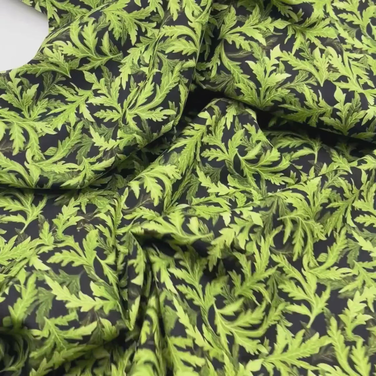 Poppy Leaves, Green Black Fabric by Timeless Treasures Fabric C5839