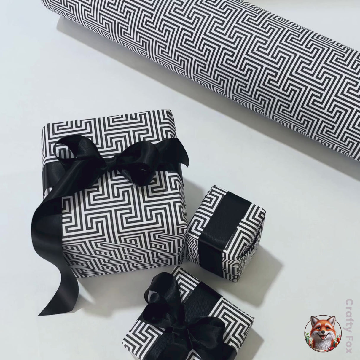 Black & White Geometric Gift Wrapping Paper – 80gsm, 60cm Wide