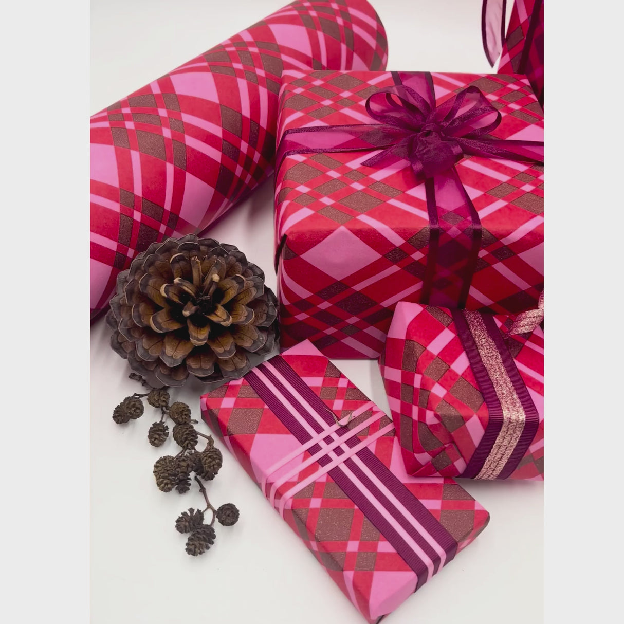 Pink Candy Plaid Gift Wrapping Paper – 80gsm, 60cm Wide