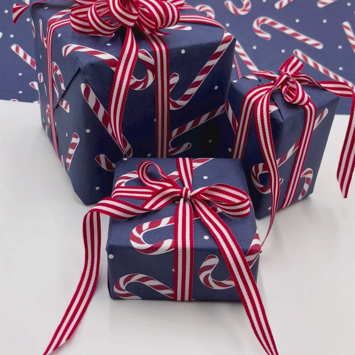 Candy Cane Navy Gift Wrapping Paper – 80gsm 60cm Wide