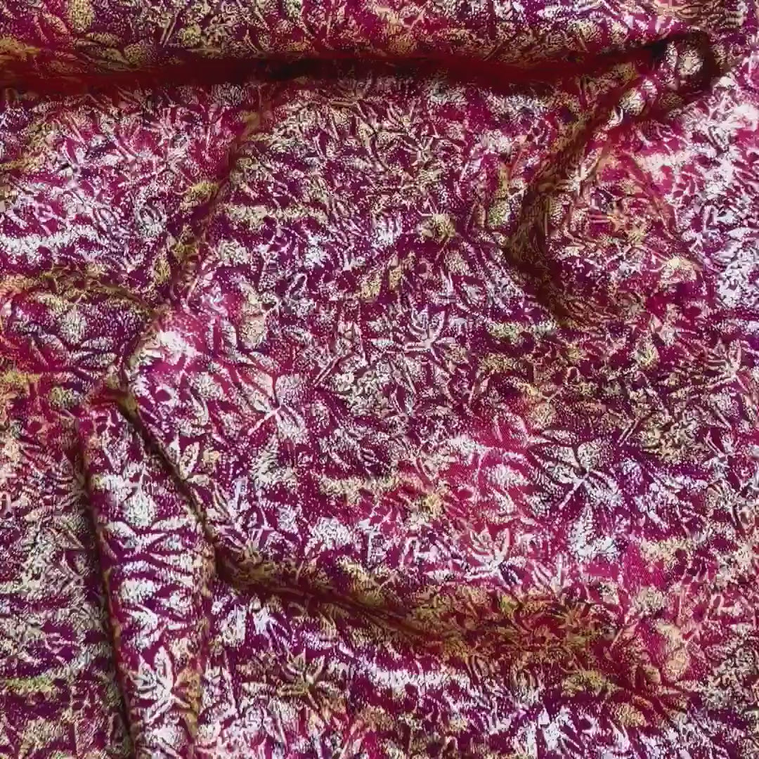 Michael Miller Fairy Frost with Pearlised Metallic Cotton Red Brown Fabric CM0376-Bordeaux