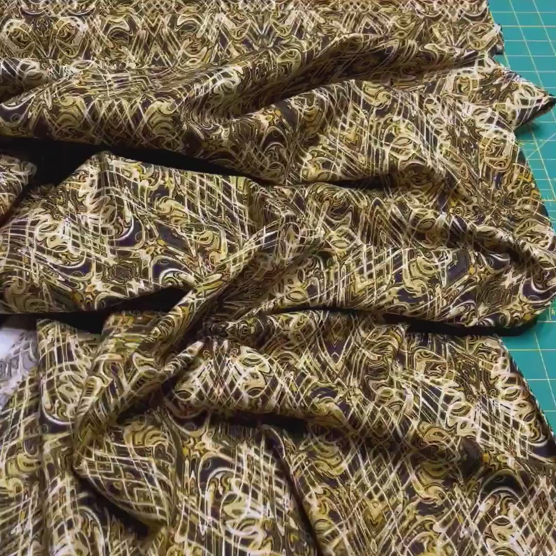 Kismet Gold Black Swirl fabric Geometric Quilt fabric Paula Nadelstern for Benartex BT1774-49