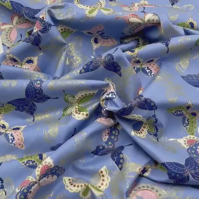 Butterflies Sakura Fabrics, Japanese quilting cotton fabric, TT-CM6159Blue