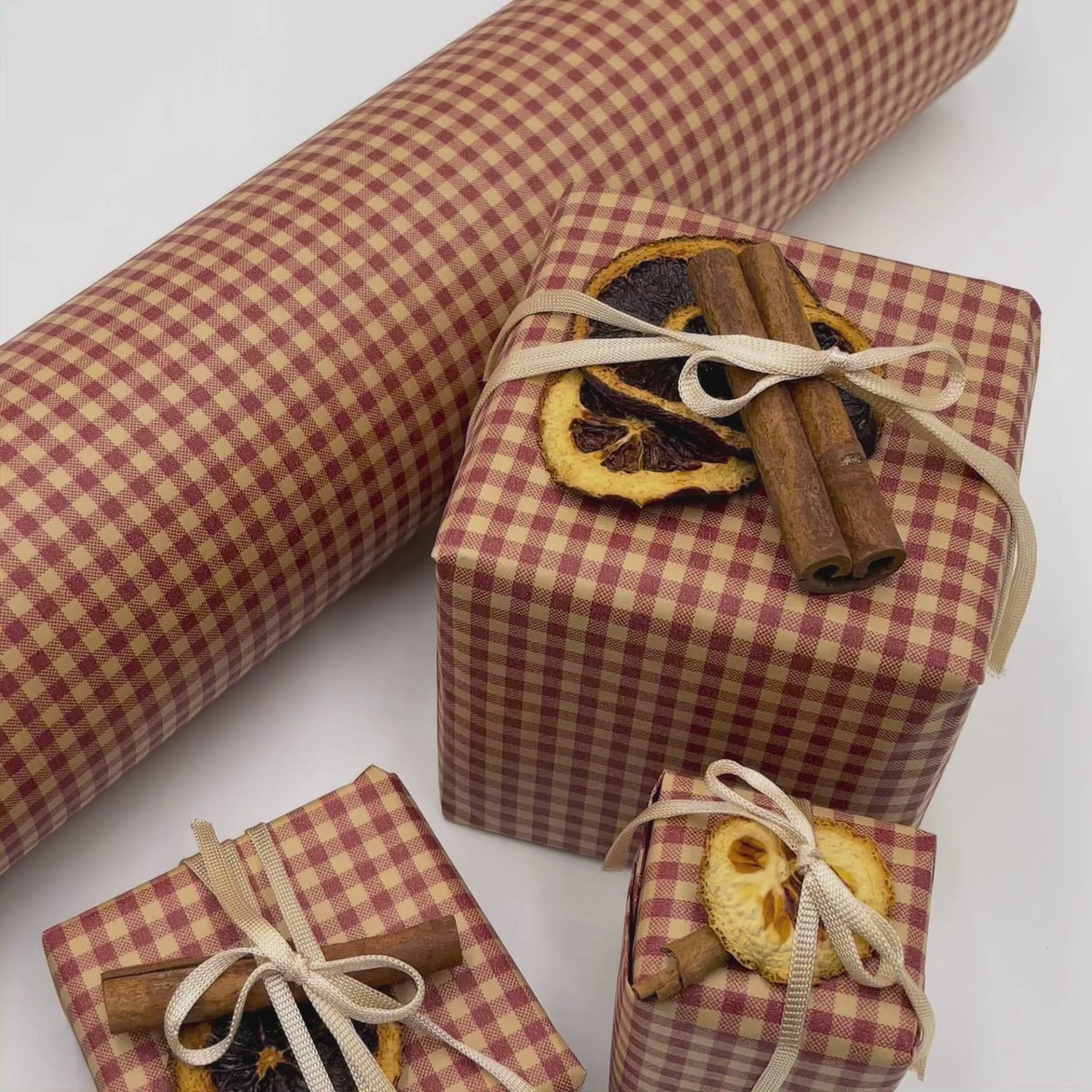 Gingham Spice Red Gift Wrapping Paper – 80gsm, 60cm Wide