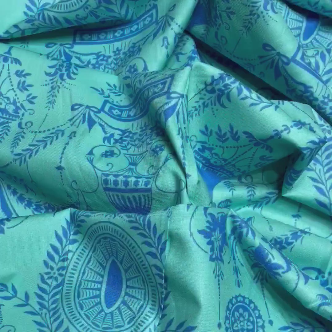 Caravelle Arcade Elyse Blue fabric Quilting Cotton fabric,Jennifer Paganelli, FreeSpirit PWJP099-Aqua