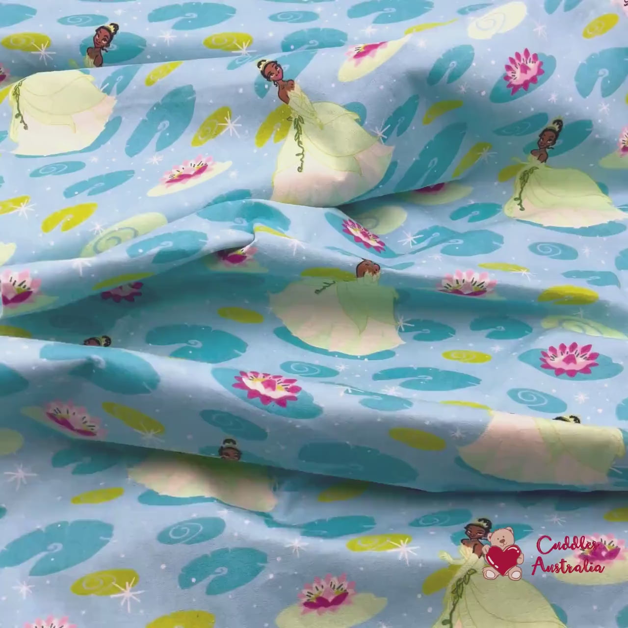 Princess Lily Pad Flower fabric, Cotton Quilting Fabric, Disney, FLANNEL Fabric, Springs Creative SC-30247