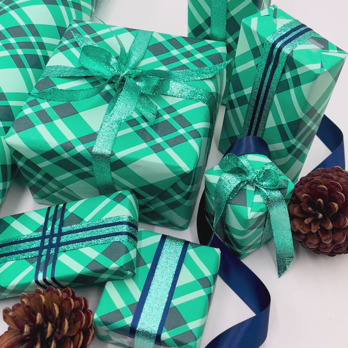 Plaid Forest Green Gift Wrapping Paper – 80gsm, 60cm Wide