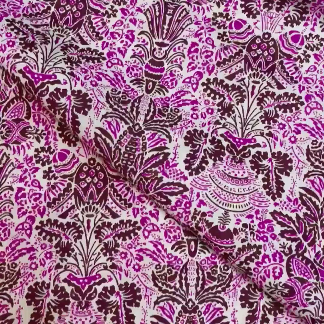 Color Brigade, Pink floral Cotton Quilting Fabric by Jennifer Paganelli, FreeSpirit fabric PWJP112.Maroon